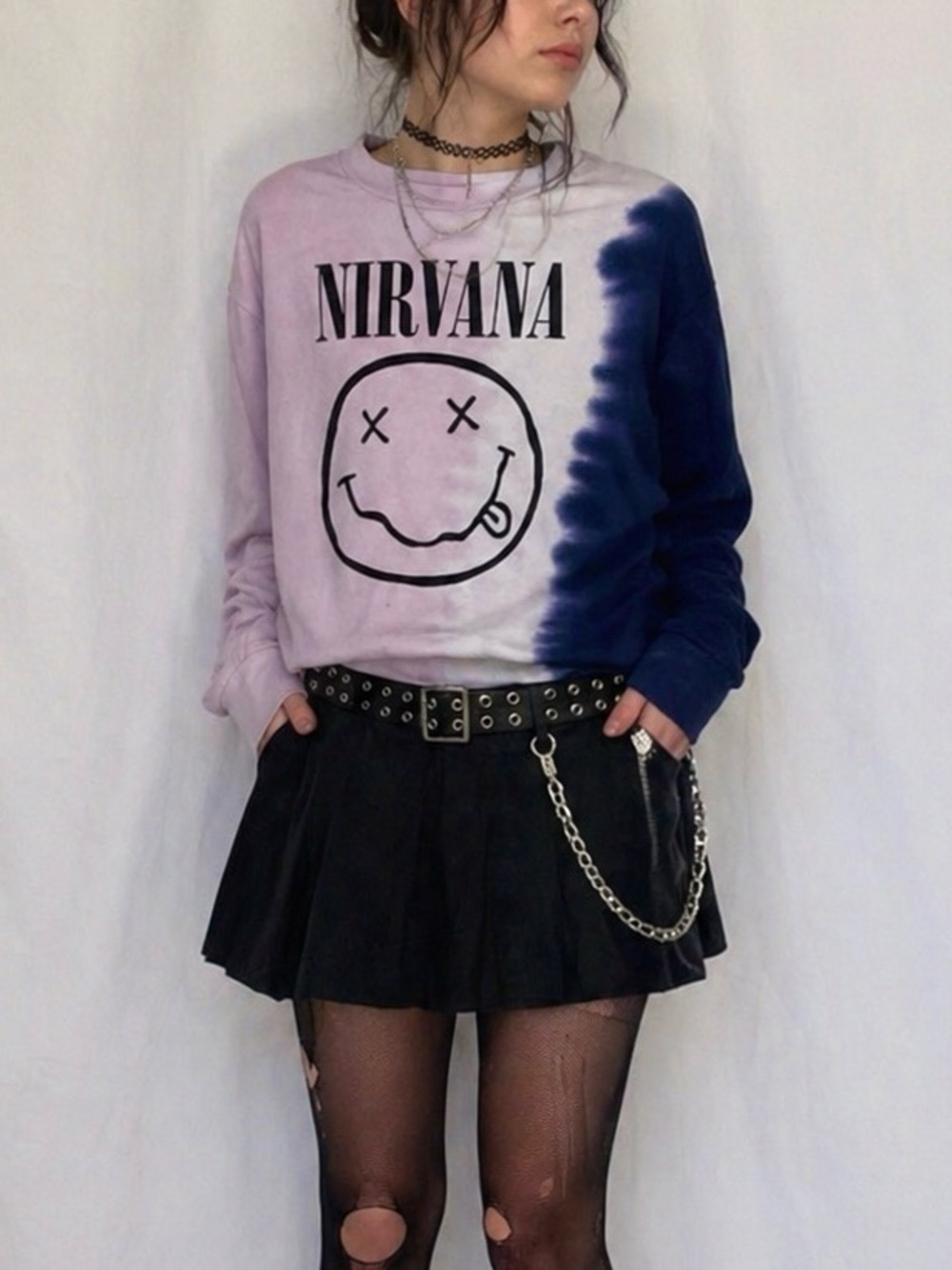 2 FOR $28 👾 Nirvana Pink & Blue Tie-Dye Sweatshirt Crewneck